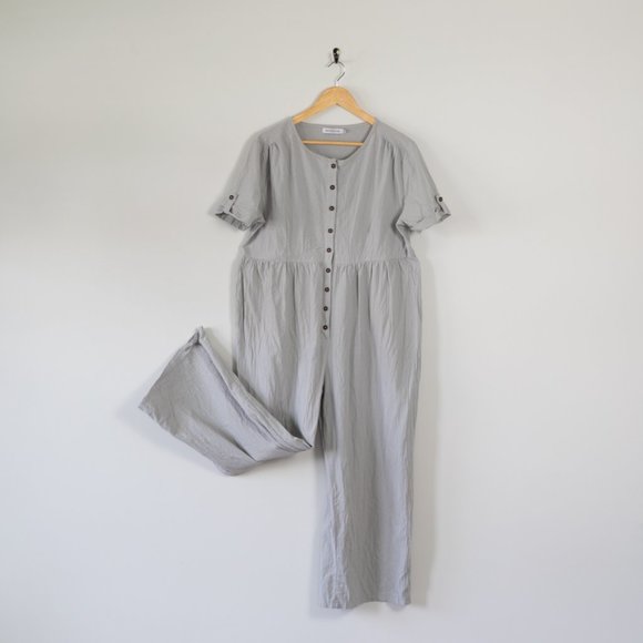 MISSLOOK Pants - Misslook Women's XL Grey Button Up Jumpsuit